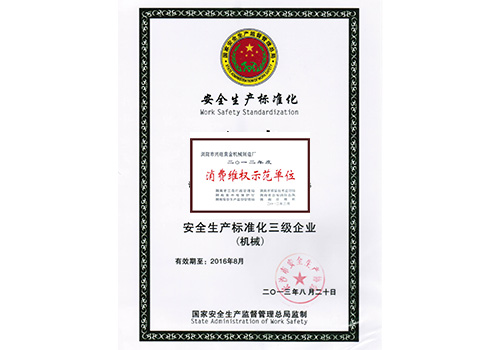 安全生產(chǎn)標準化證書(shū)